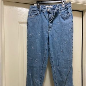 Pacsun crescent moon embroidered jeans size 27